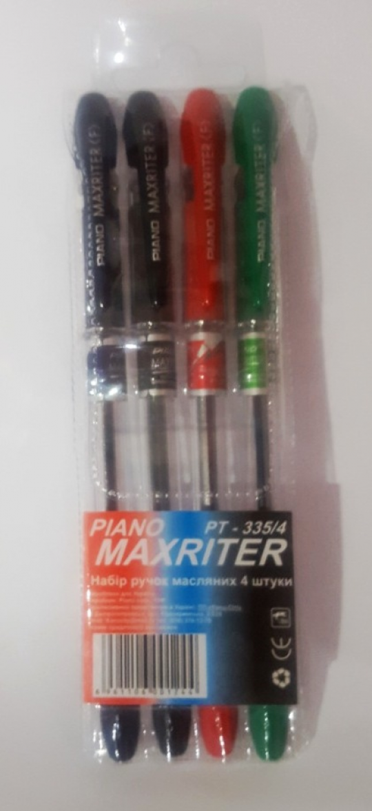 Набор ручек шар. Piano &quot;Maxriter&quot; PT-335/4 синяя, черная, красная, зеленая Фото